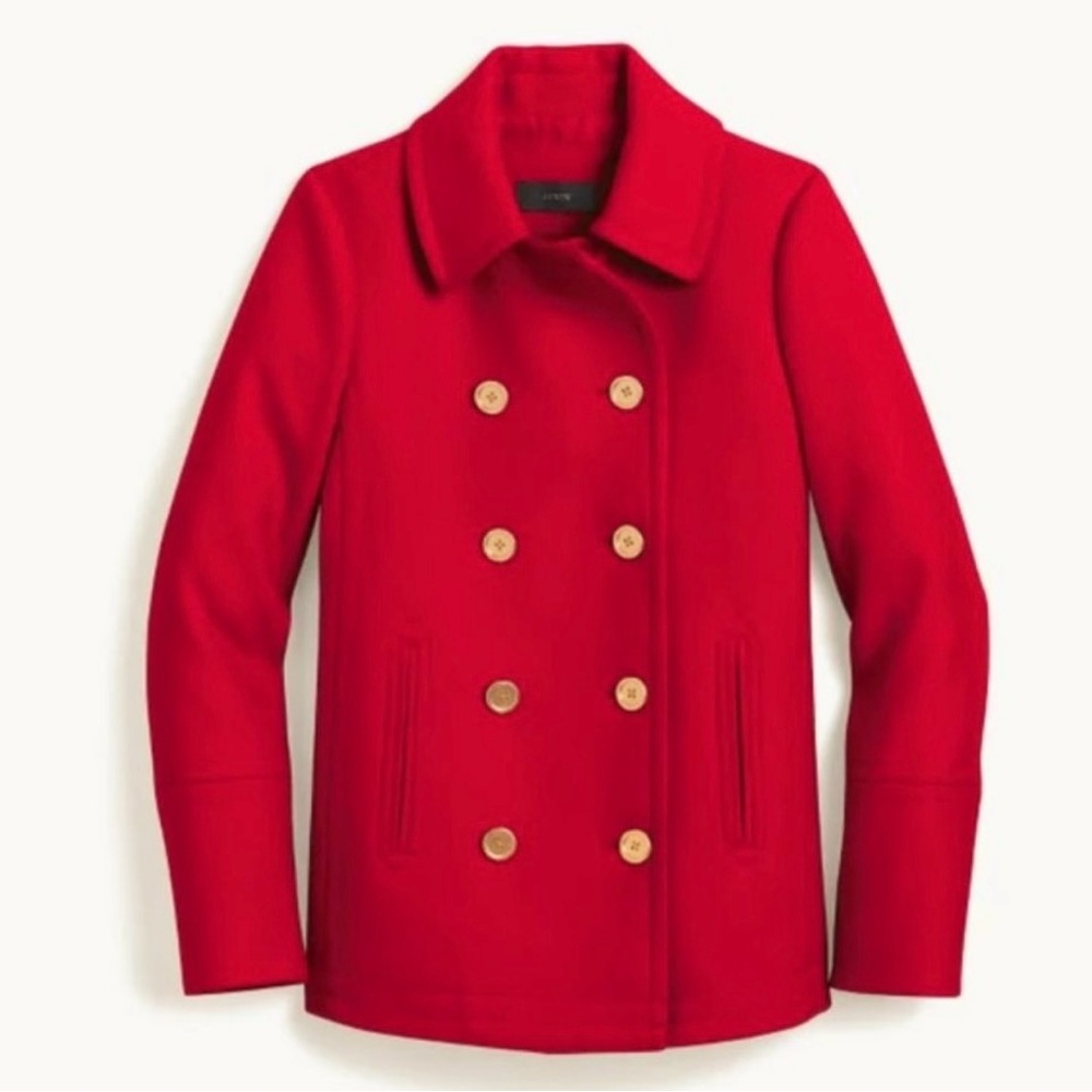 J. Crew red wool Andover pea coat NWT